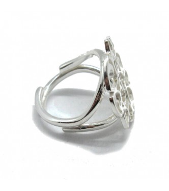 R001816 Stylish Sterling Silver Ring Solid 925 Adjustable Size Nickel Free Handmade